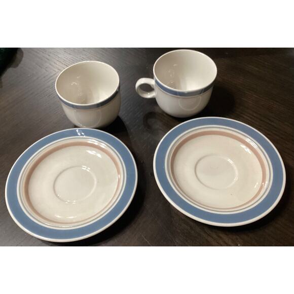 2~ Vintage International Stoneware Coffee Tea Mugs & Saucers ~ Japan - Picture 7 of 7